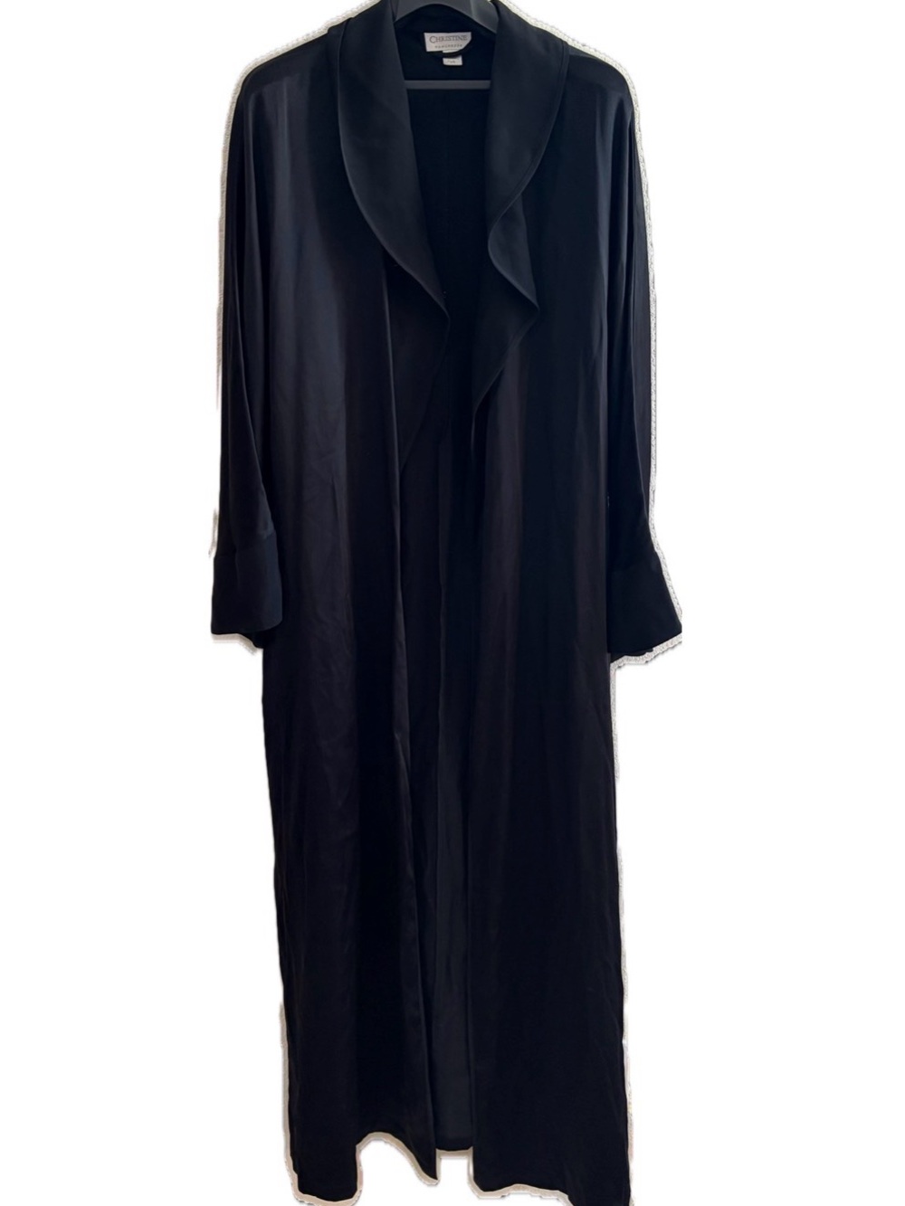 100% Silk Christine Vancouver Black Boudoir Long Robe Classic— *Missing Belt*